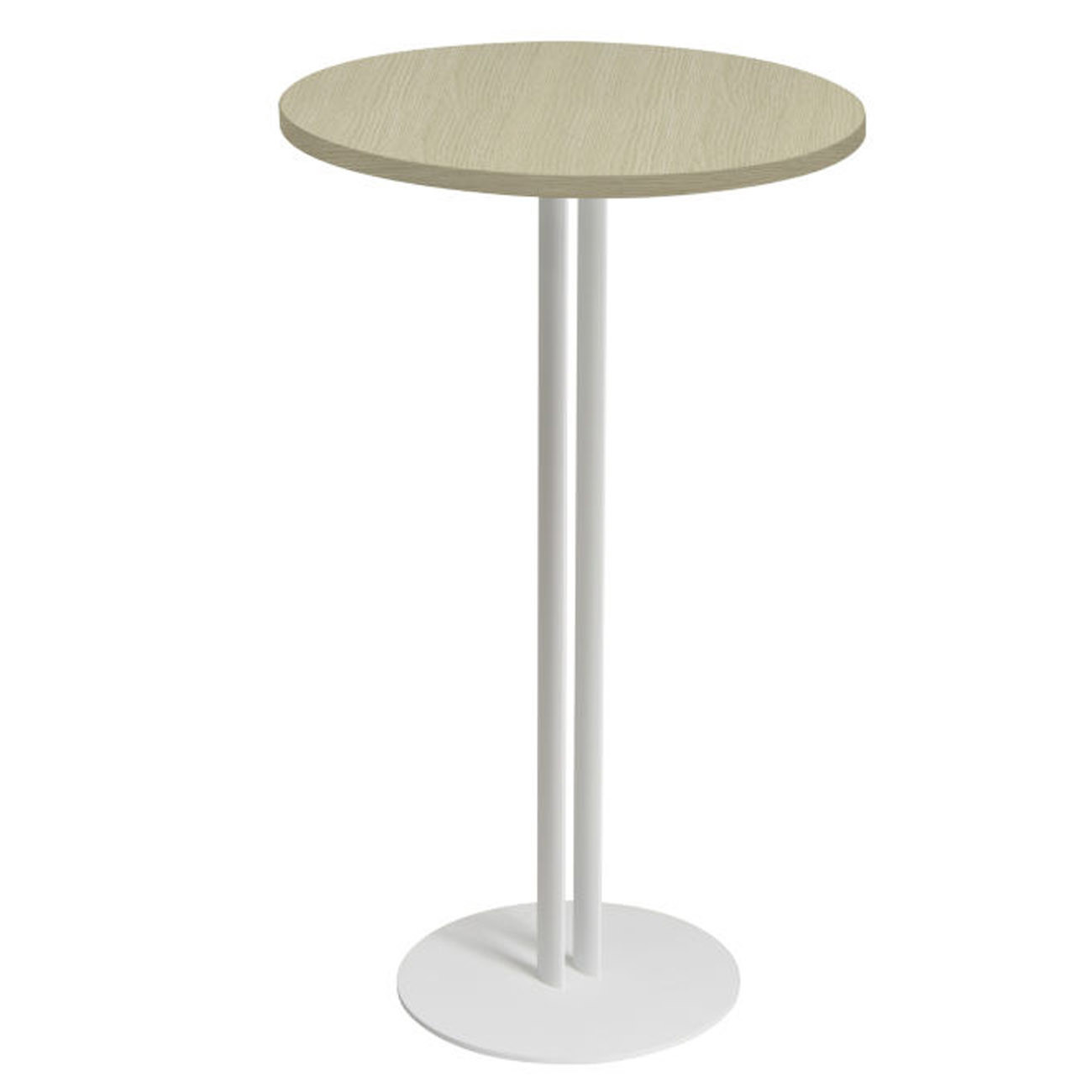 Table haute ronde Roxane Ø.60 x H.110 cm - Plateau Chêne - Pied central Blanc