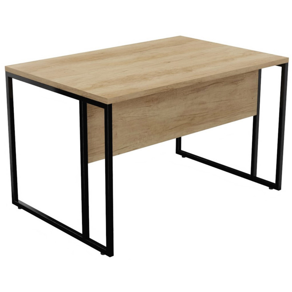 Bureau droit Skyline - L.120 x P.80 cm - Plateau Chne Nebraska - Pieds Noir