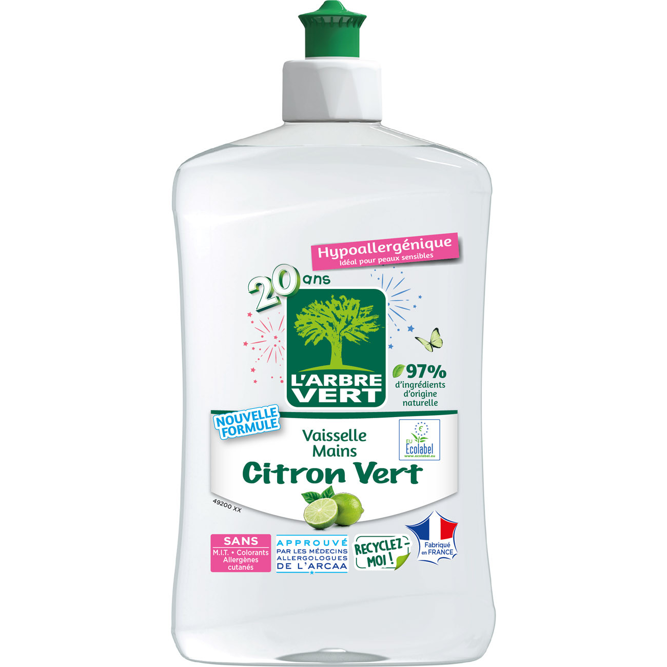 Liquide Vaisselle L'arbre Vert MO3450601047077 – Hypoallergénique, 97% Ingrédients Naturels, 500ml - vue 2