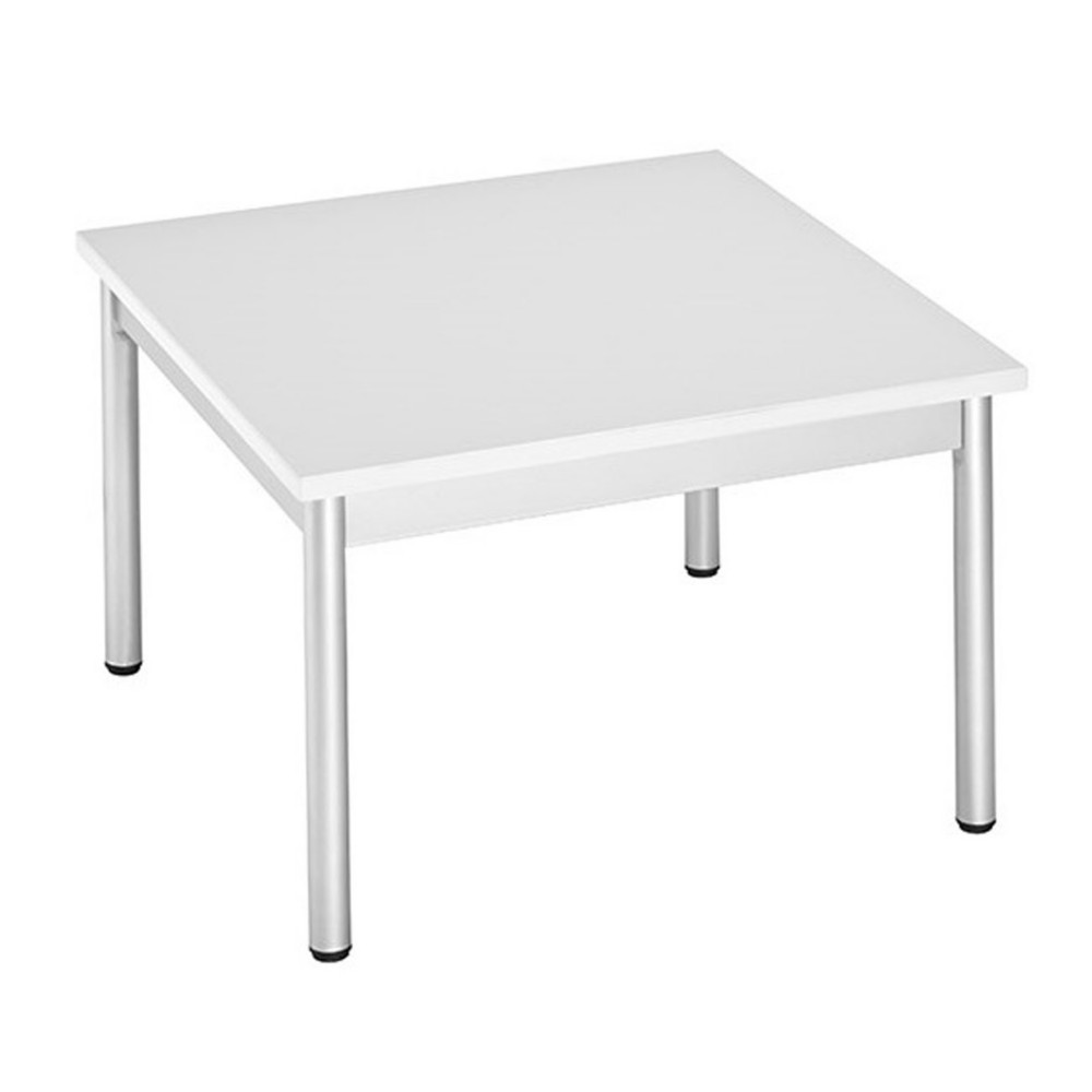 Table basse carre 60 x 60 cm - Blanc pieds mtal Aluminium