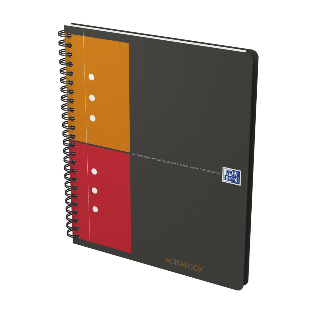 Oxford Cahier  spirale International Activebook 17,6 x 25 cm - 80g - Perfor 4 trous - Petits carreaux 5x5 - 160 pages