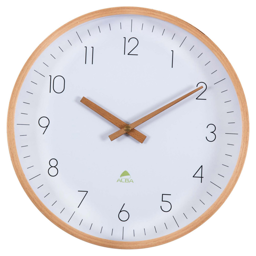 Alba Horloge murale Madera en bois - Diamtre 30 cm - Blanc