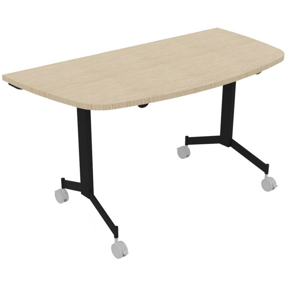 Table mobile rabattable Eureka demi-lune - L.140 x P.70 cm - Plateau Chne - Pieds Noir