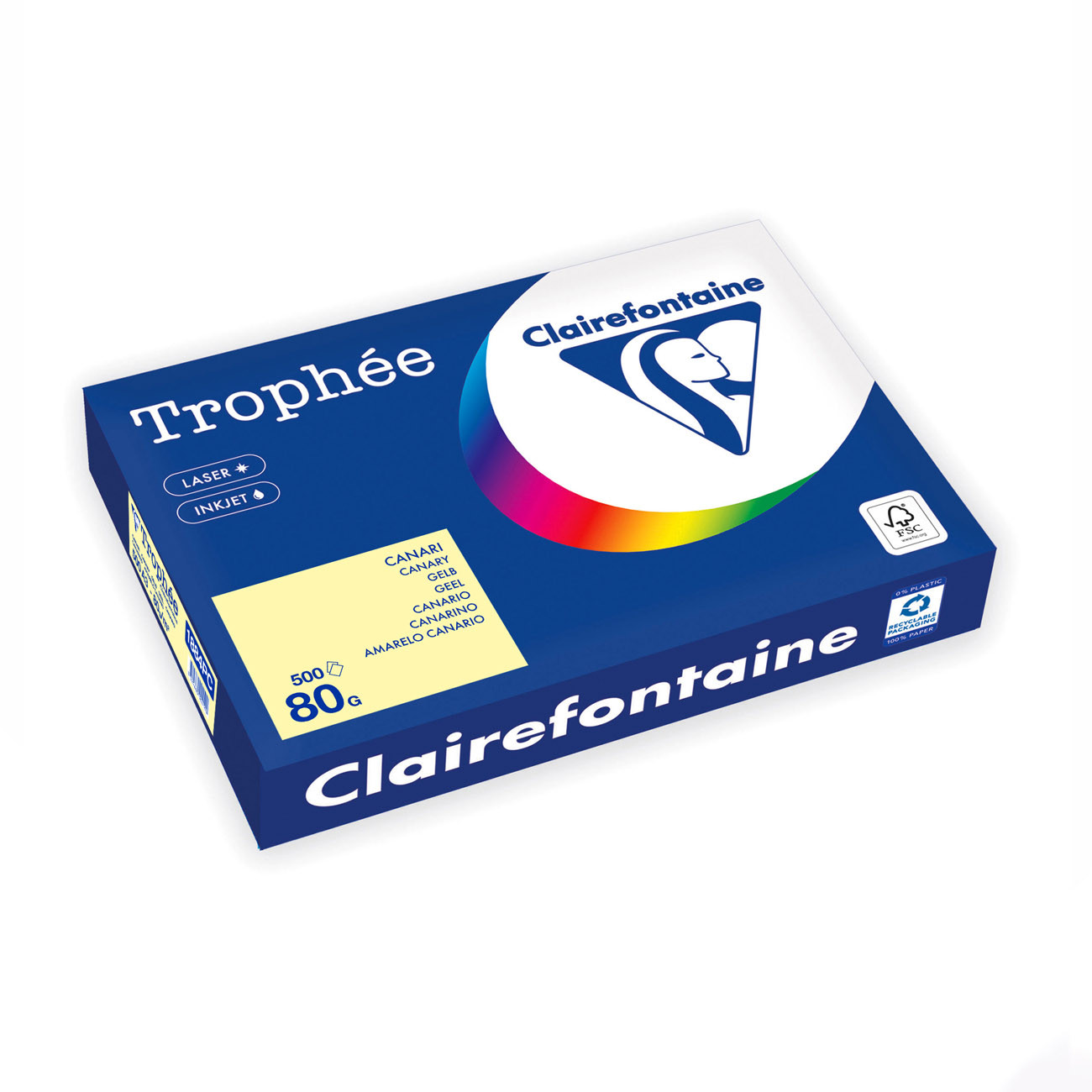 Clairefontaine Papier A3 couleur Trophée - 80g - Ramette de 500 feuilles - Jaune Canari