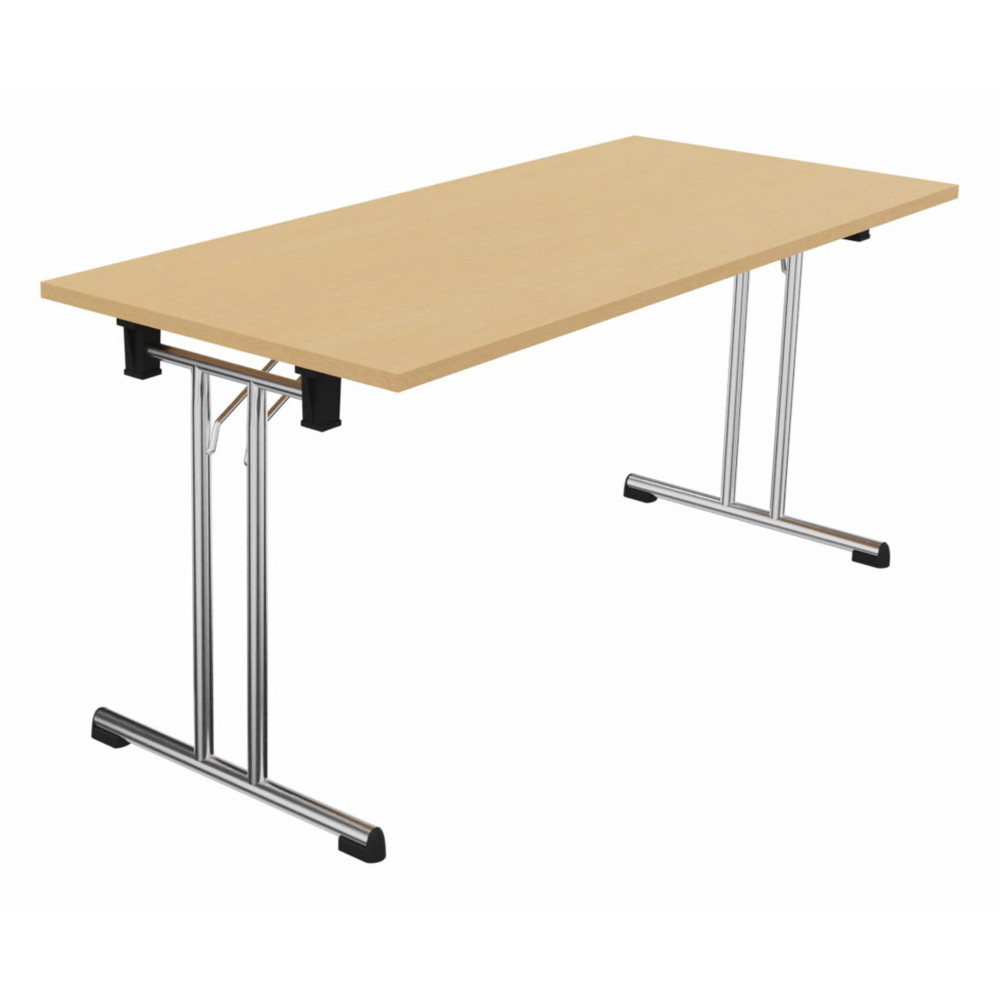 Table pliante polyvalente rectangle L. 160 x P. 70 cm - Plateau Htre - pieds Chrome