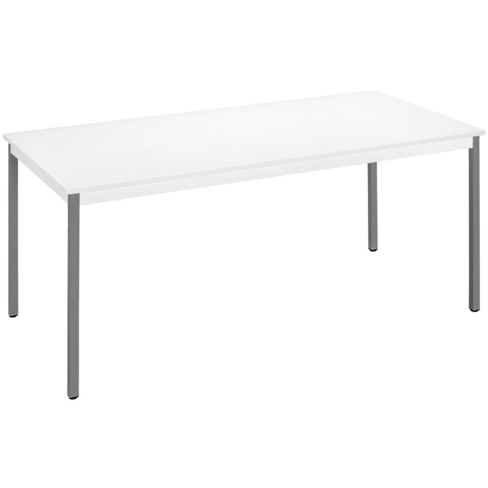 Table de runion modulable rectangle - L.160 x P.80 cm - Plateau Blanc - Pieds Gris