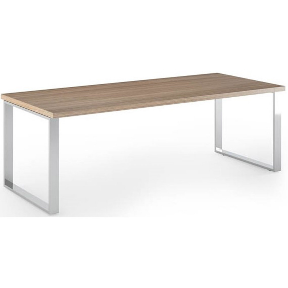 Bureau droit direction Flore - L.210 x P.90 cm - Plateau Noyer - Pieds cadres