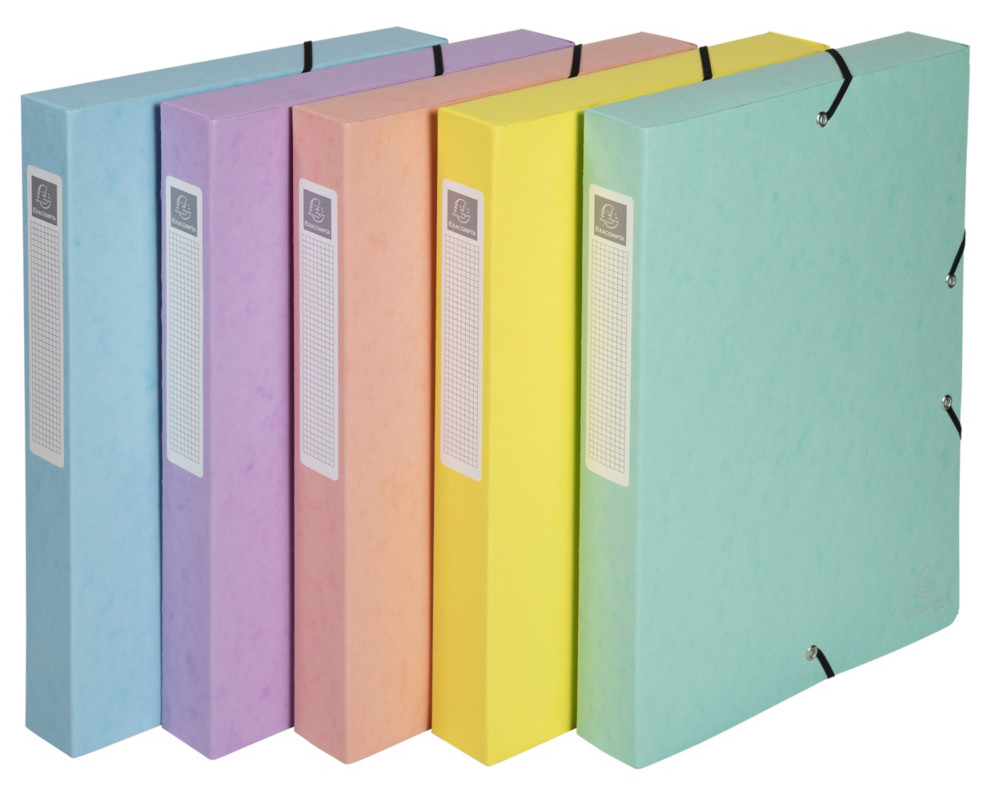 Exacompta Bote de classement A4 Aquarel en carte lustre Dos 4 cm - Assortis pastel