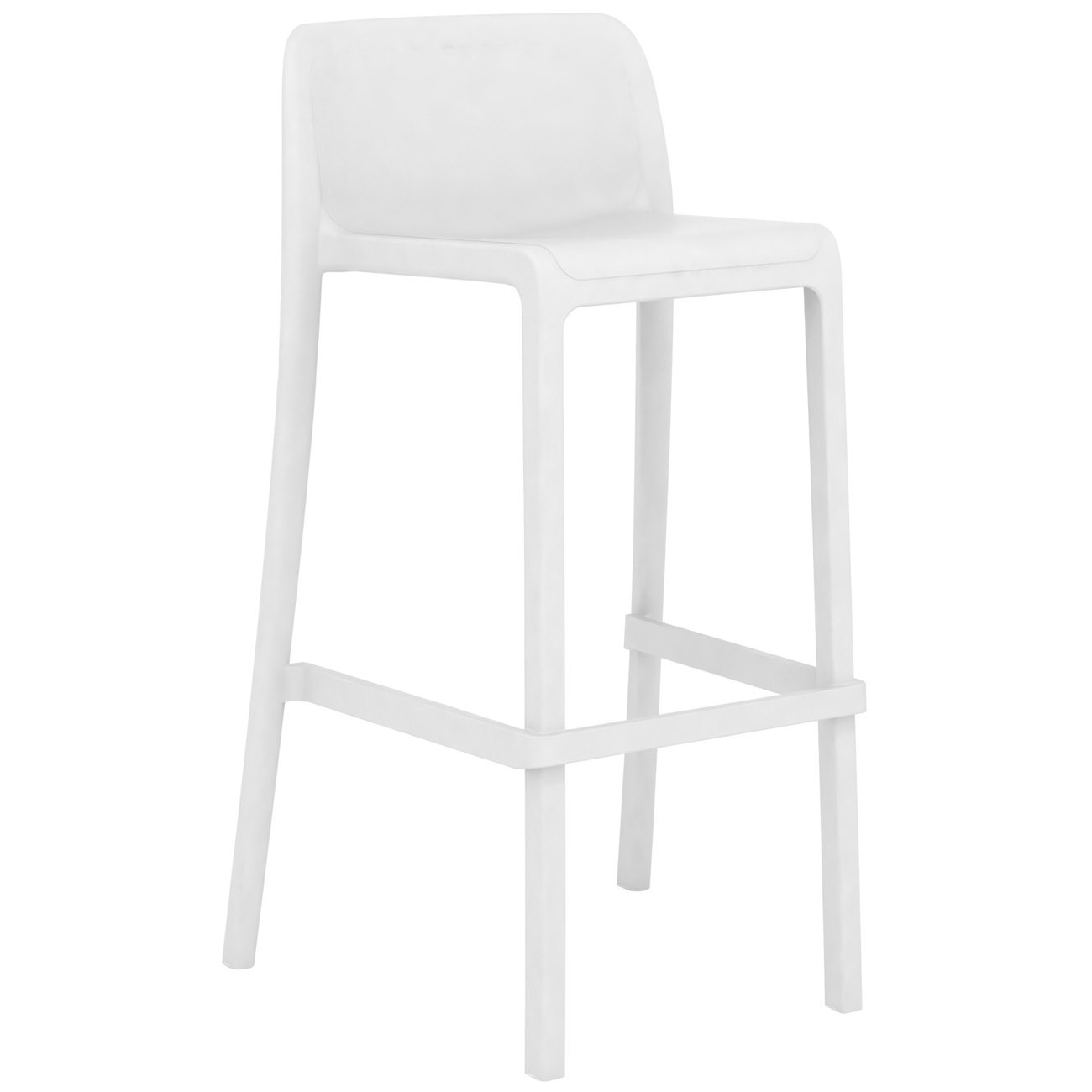 Tabouret haut d’extérieur Jonah en polypropylène recyclable – Blanc