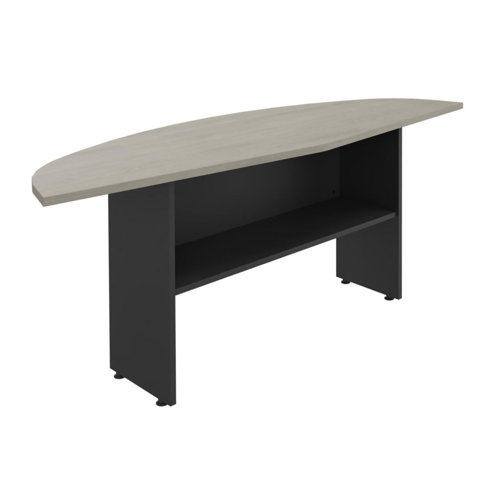 Retour courbe bureau Direction Activity - L.180 x P.60 cm - Plateau Chne gris - Pieds pleins Anthracite