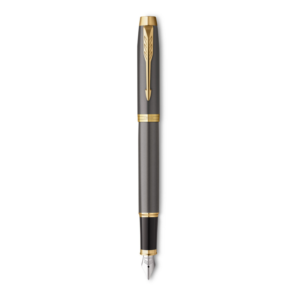 PARKER Stylo Plume IM Prmium Warm Grey GT - Plume en Acier - Gris mtallis et or