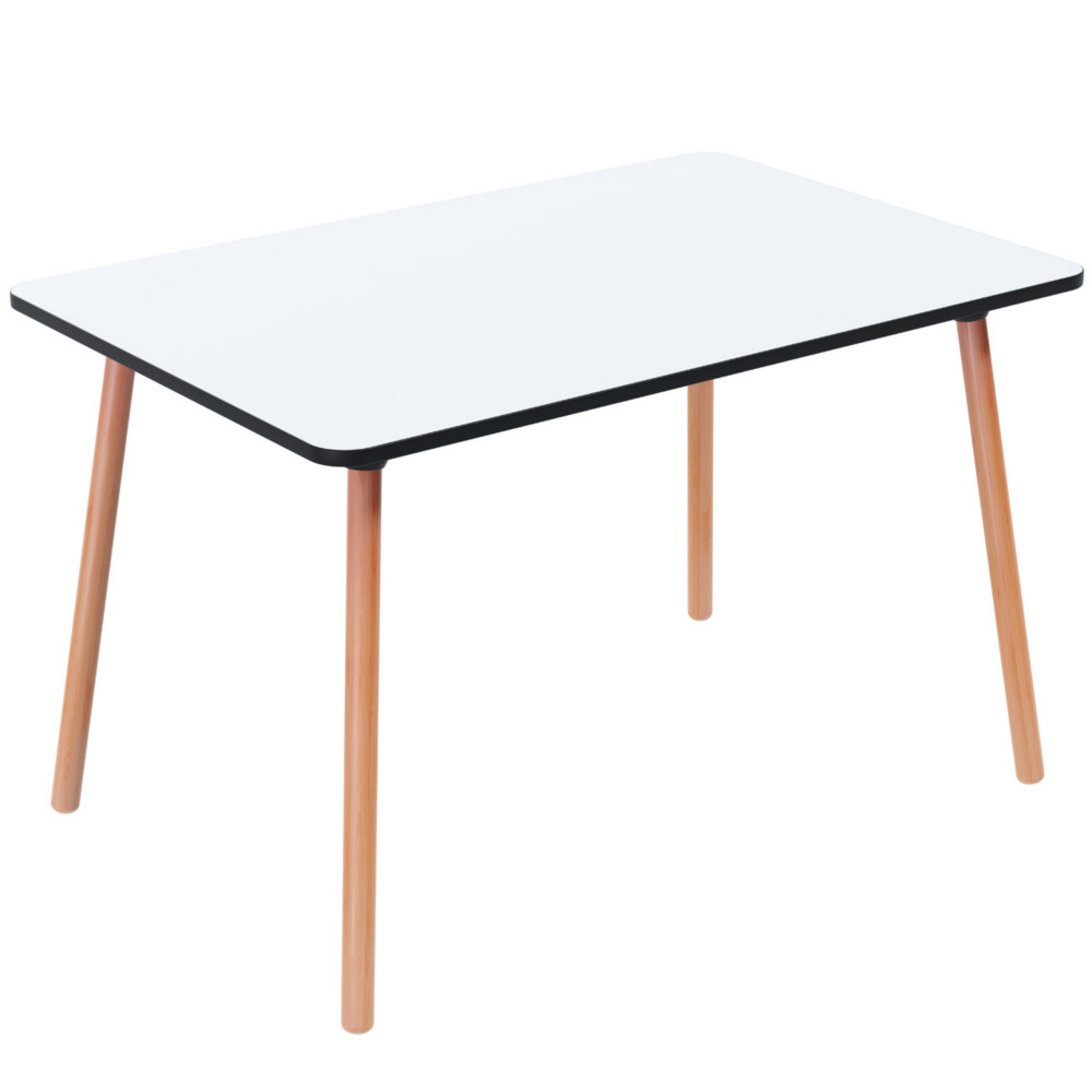 Paperflow Table de restauration rectangulaire Palomba 120 x 80 cm - Plateau Blanc - Pieds Htre massif vernis