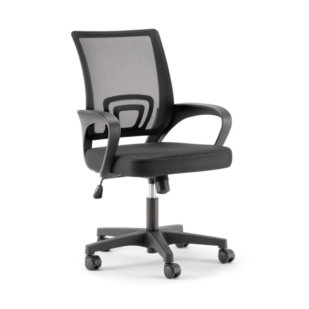 Sige de bureau Dario avec accoudoirs - Assise tissu et dossier maille - Noir