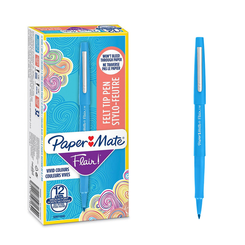 Paper Mate Flair Original Stylo feutre  capuchon pointe moyenne 1 mm - Turquoise