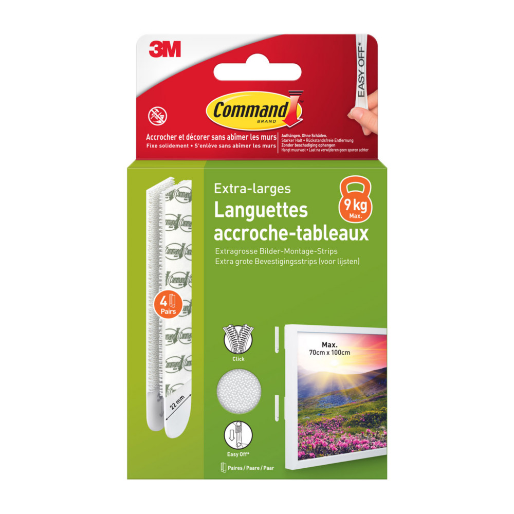 Command Bandes d'accroches tableaux XL - Lot de 4 paires