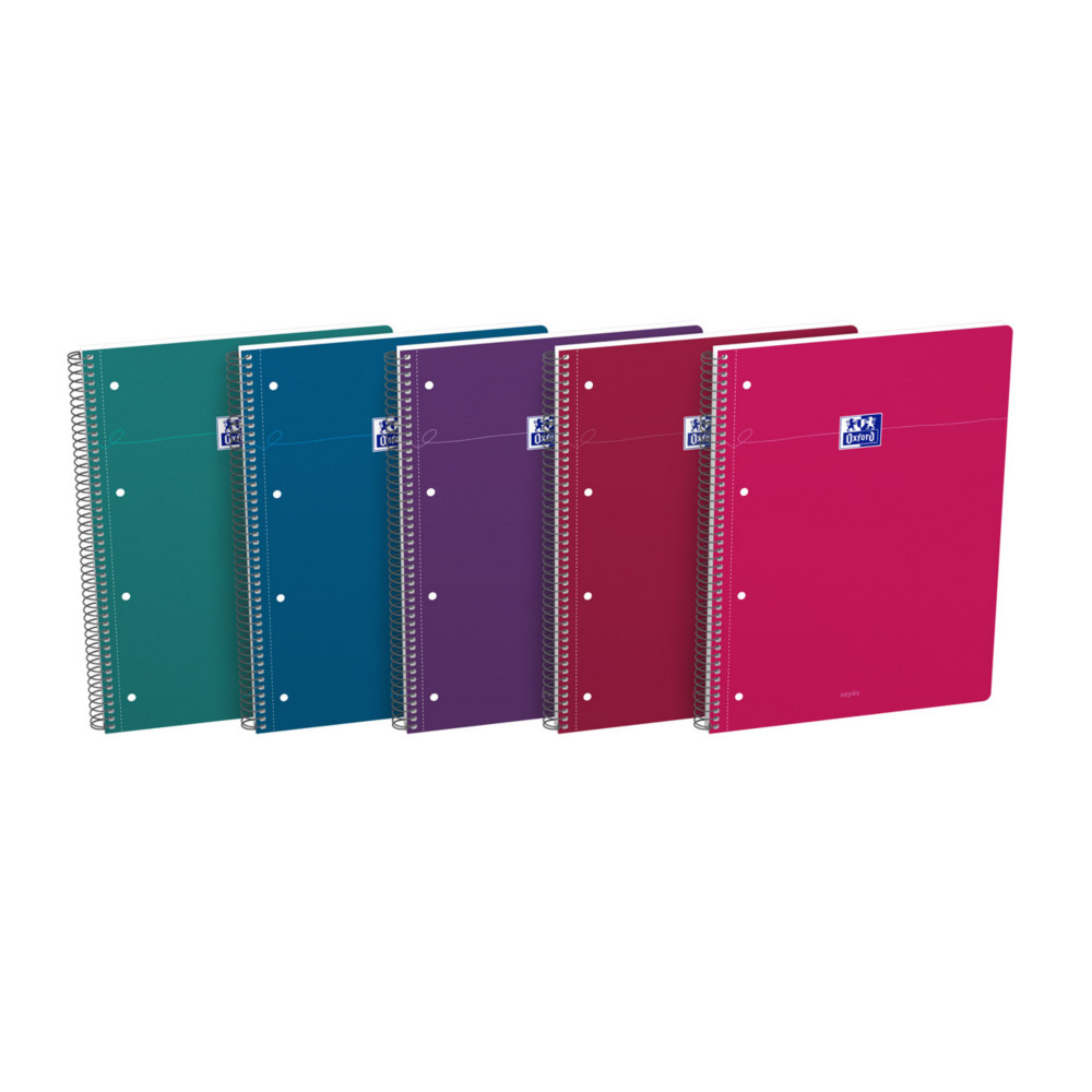 Oxford Cahier spirale Smart A4+ 23 x 29,7 cm - Petits carreaux 5x5 - 160 pages - Coloris intense