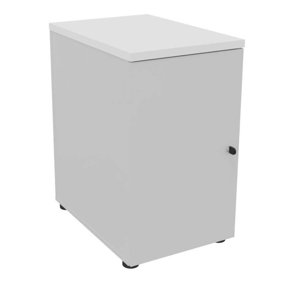 Caisson mlamin hauteur bureau 1 porte battante L.42 x P.60 x H.72 cm - Corps Gris - Top Blanc