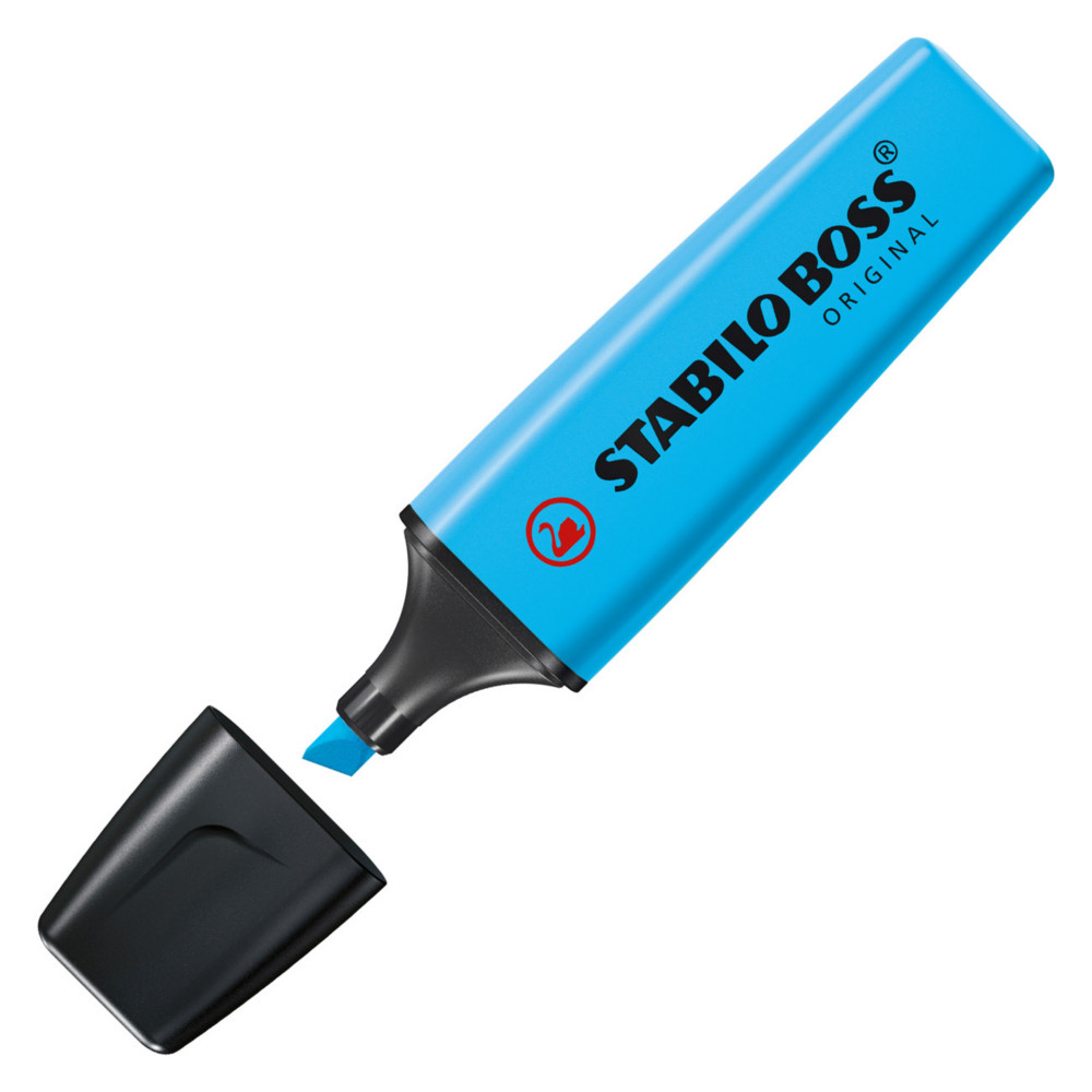 STABILO BOSS ORIGINAL Surligneur pointe biseaute 2 et 5 mm - Bleu fluo