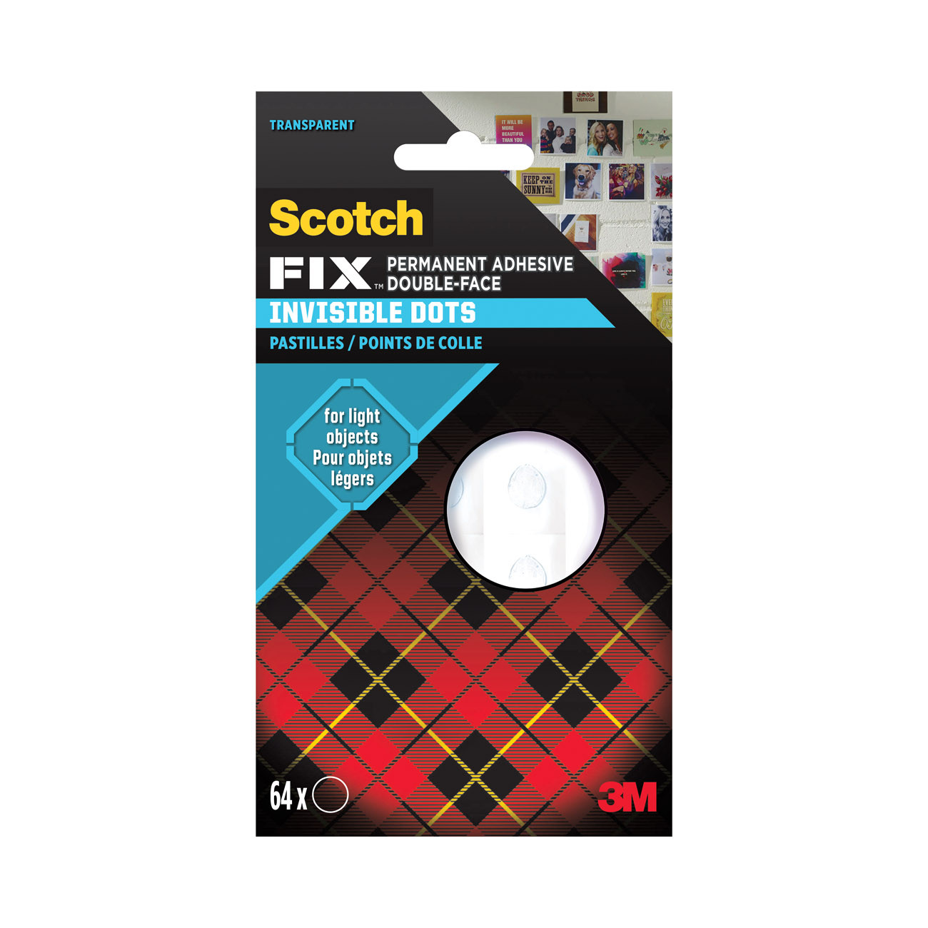 Scotch+Points+de+colle+pastilles+adhesives+double-face+invisibles+-+paquet+de+64