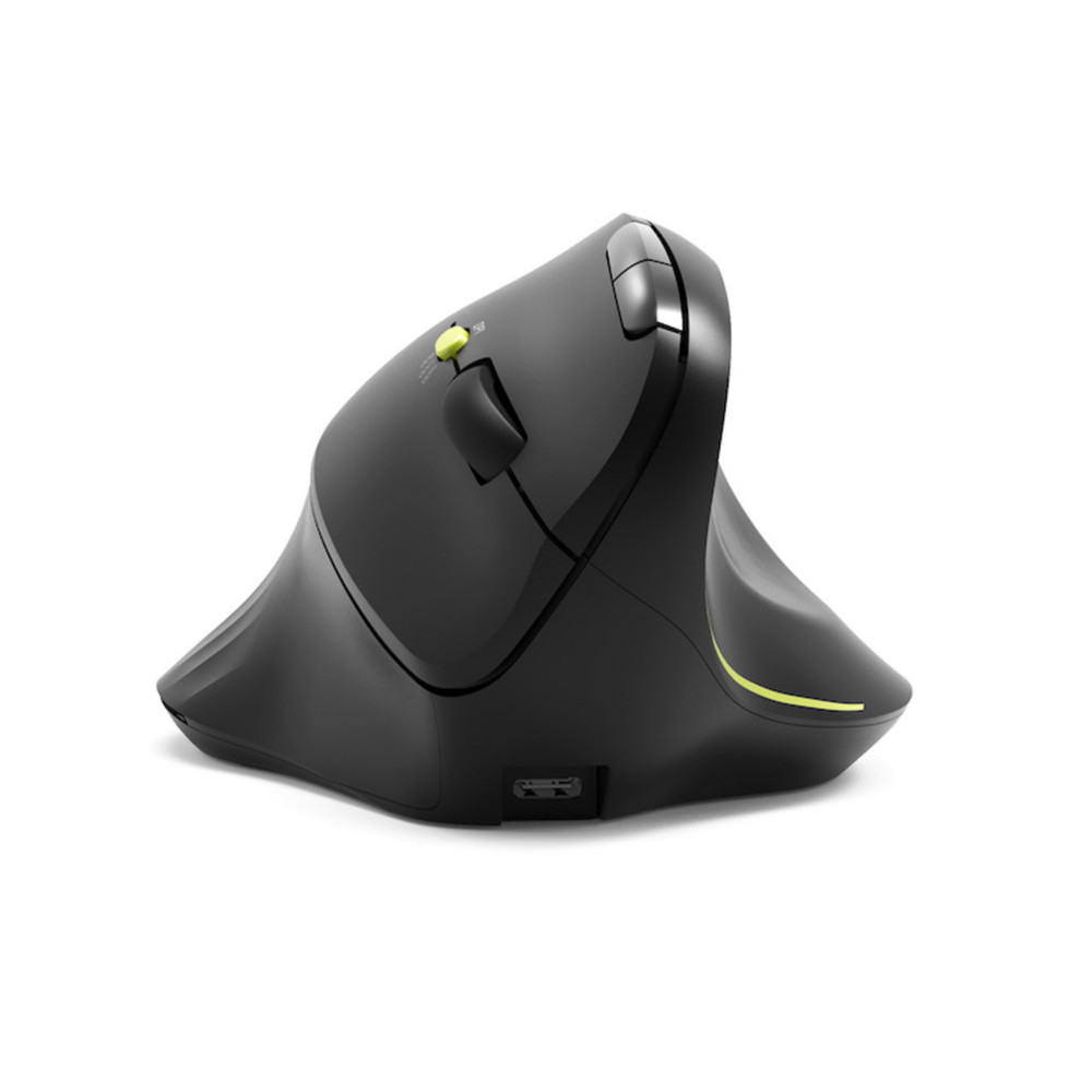 Port Connect Souris sans fil ergonomique Bluetooth rechargeable USB-C/USB-A Ergo Soft - Clic silencieux - Noire