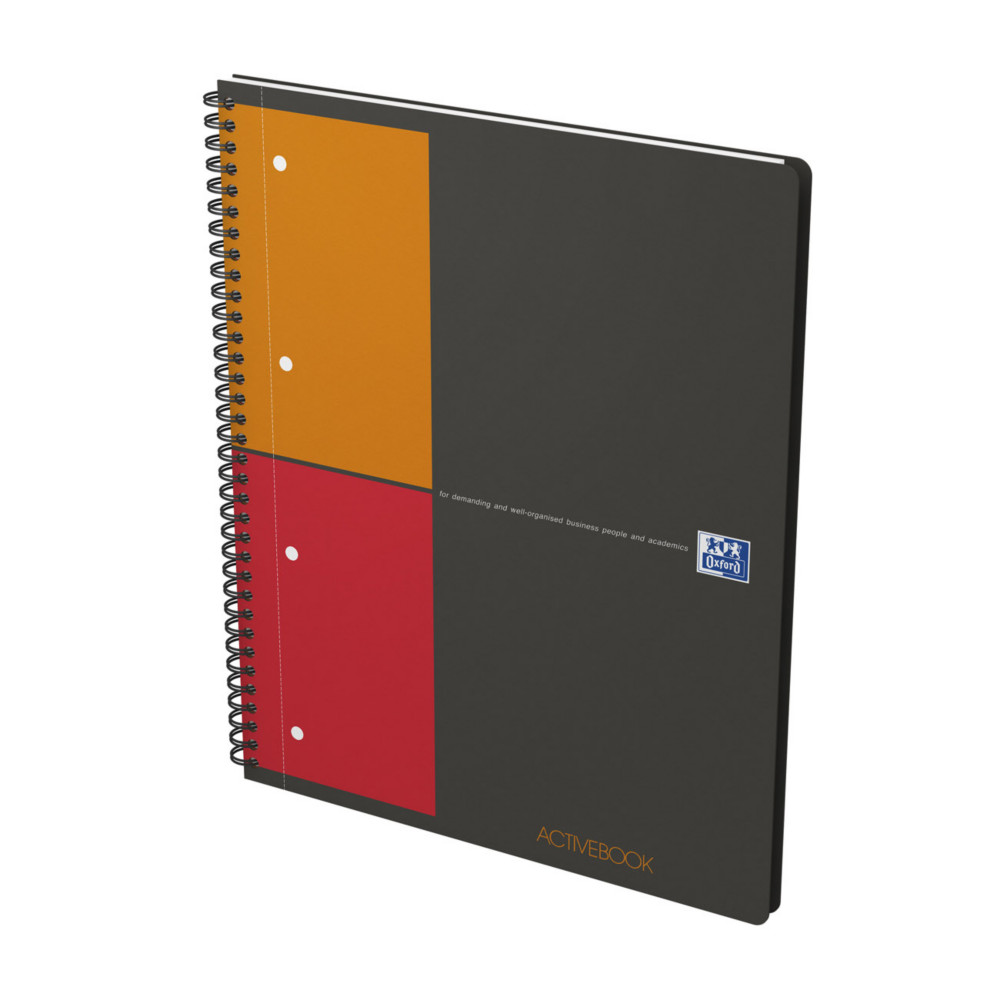 Oxford Cahier  spirale International Activebook 24 x 29,7 cm - 80g - Perfor 4 trous - Petits carreaux 5x5 - 160 pages