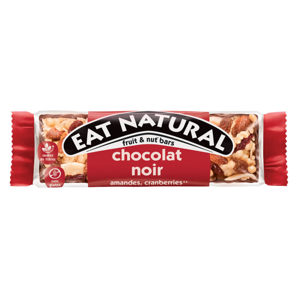 Eat Natural Barre fruits amandes cranberries & chocolat noir - Lot de 12 barres de 40 g