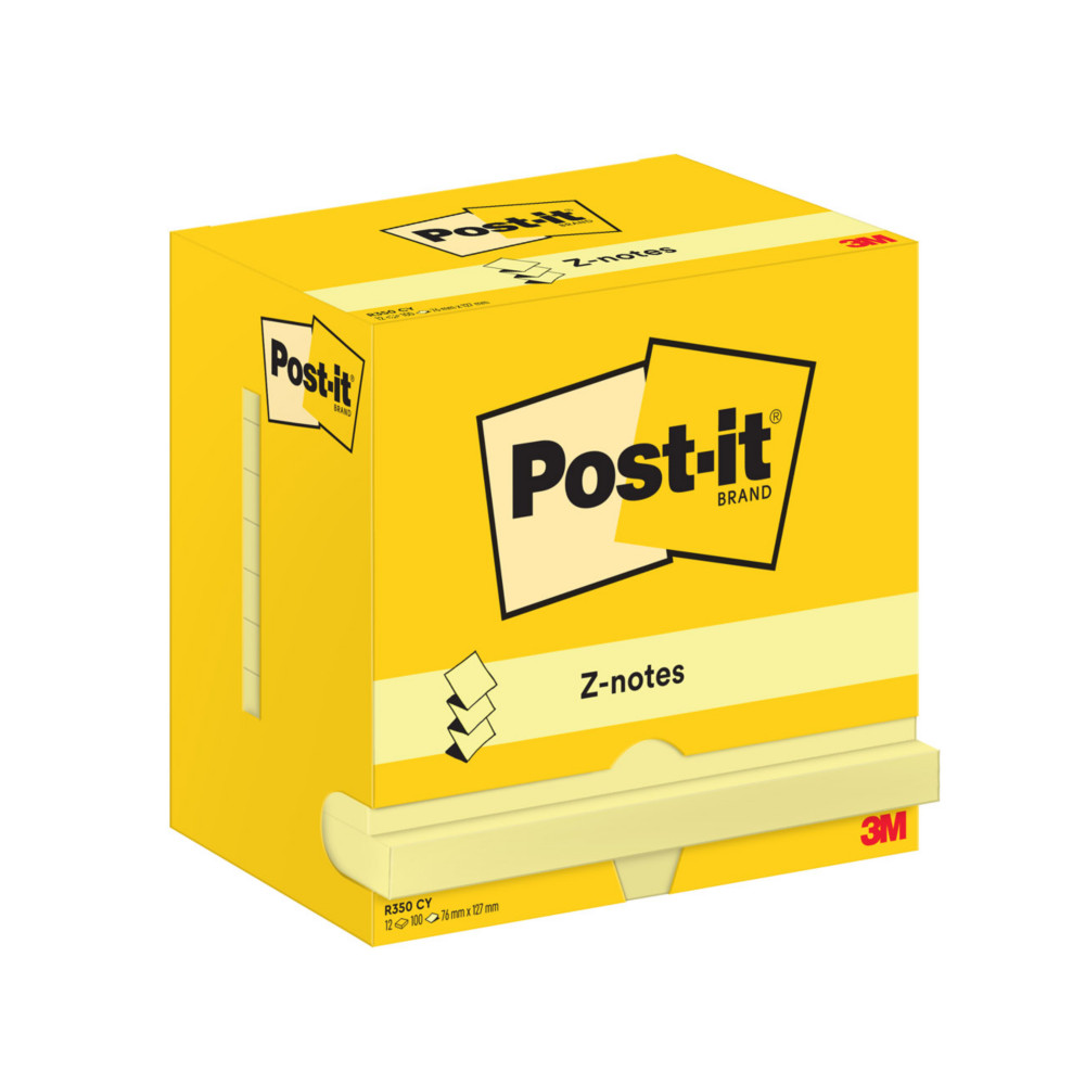 Post-it Notes Repositionnables Z-Notes rectangle Jaune 127 x 76 mm - lot de 12 blocs de 100 feuilles