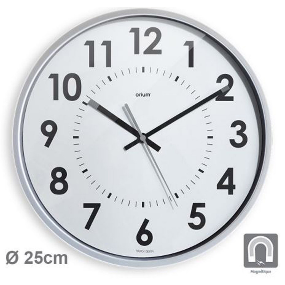 Orium Horloge murale magntique Magneto silencieuse - Gris