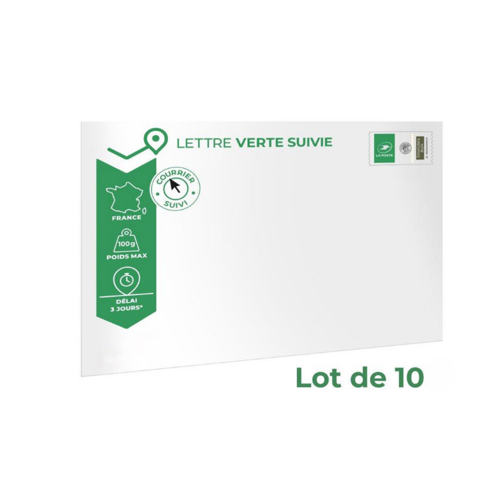 LA POSTE Enveloppes Prt  Poster - Lettre verte suivie (J+3) - Format C4 229 x 324 mm - 100 gr - Lot de 10