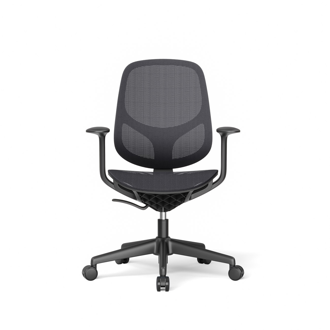 MONDOFFICE Fauteuil M Lively - Assise et dossier en maille - Accoudoirs fixes - Noir