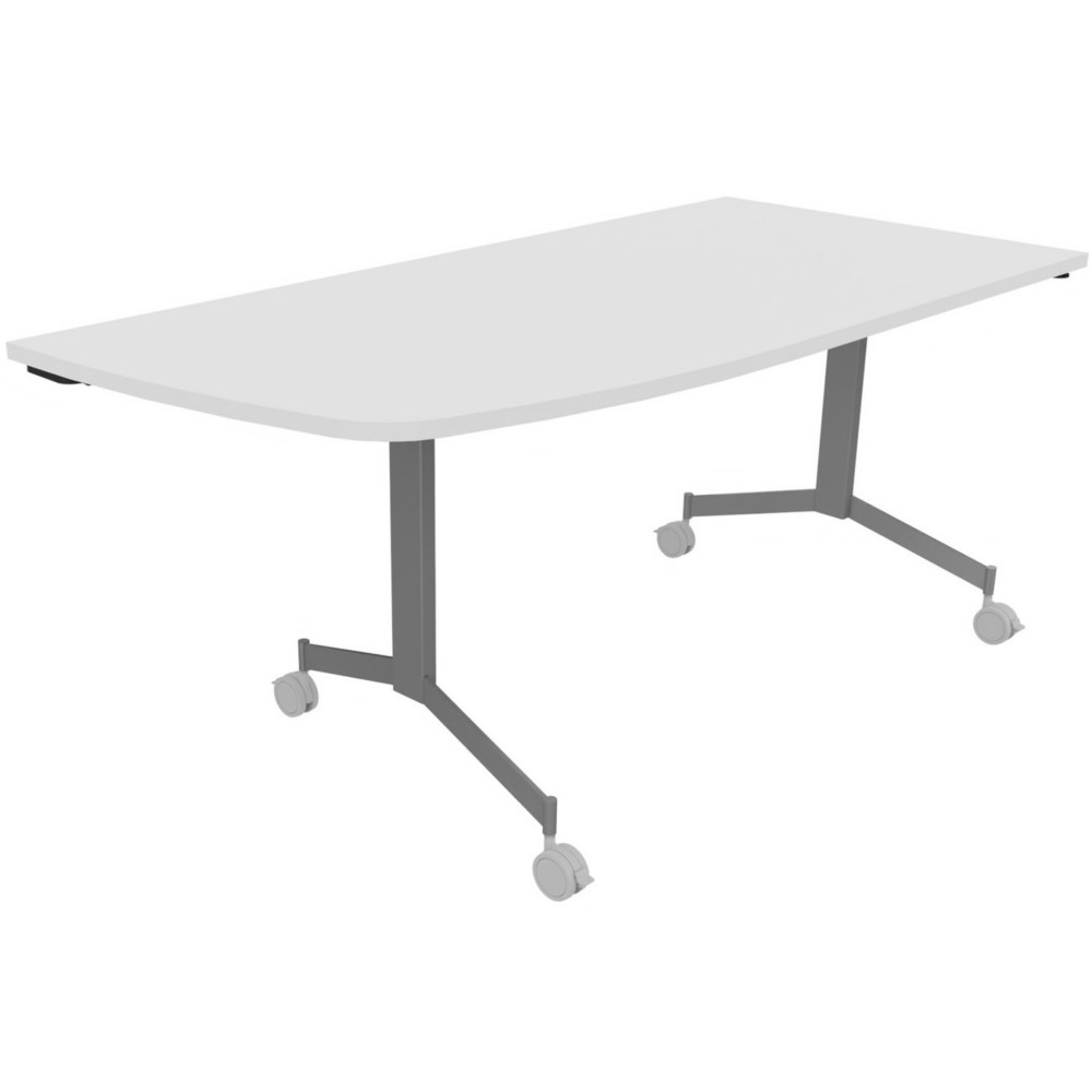 Table mobile rabattable Eureka angle arrondi  gauche - L.170 x P.80 cm - Plateau Blanc - Pieds Aluminium