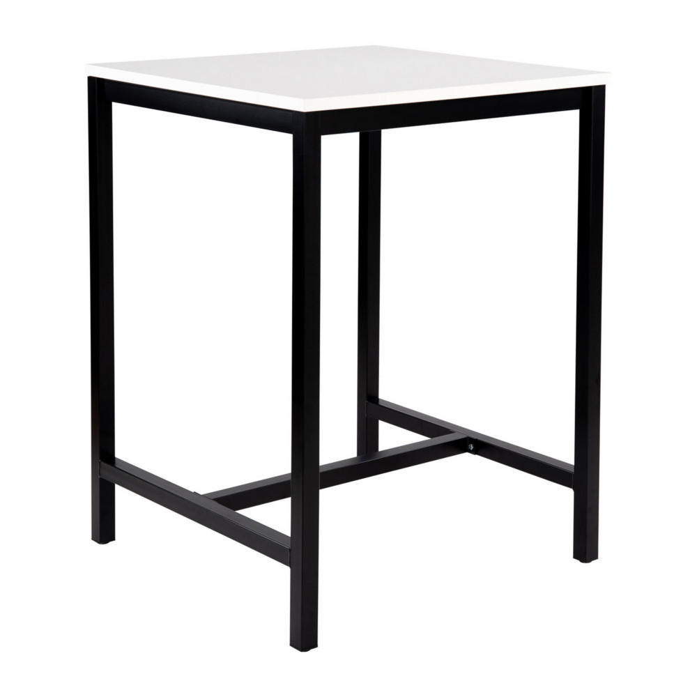 Table haute 110 cm polyvalente Budget 80 x 80 cm - Blanc pieds mtal Noir
