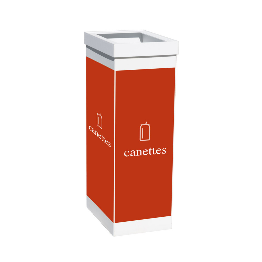 Paperflow Poubelle de tri slectif pour le recyclage des canettes - 60L - Rouge corps Blanc