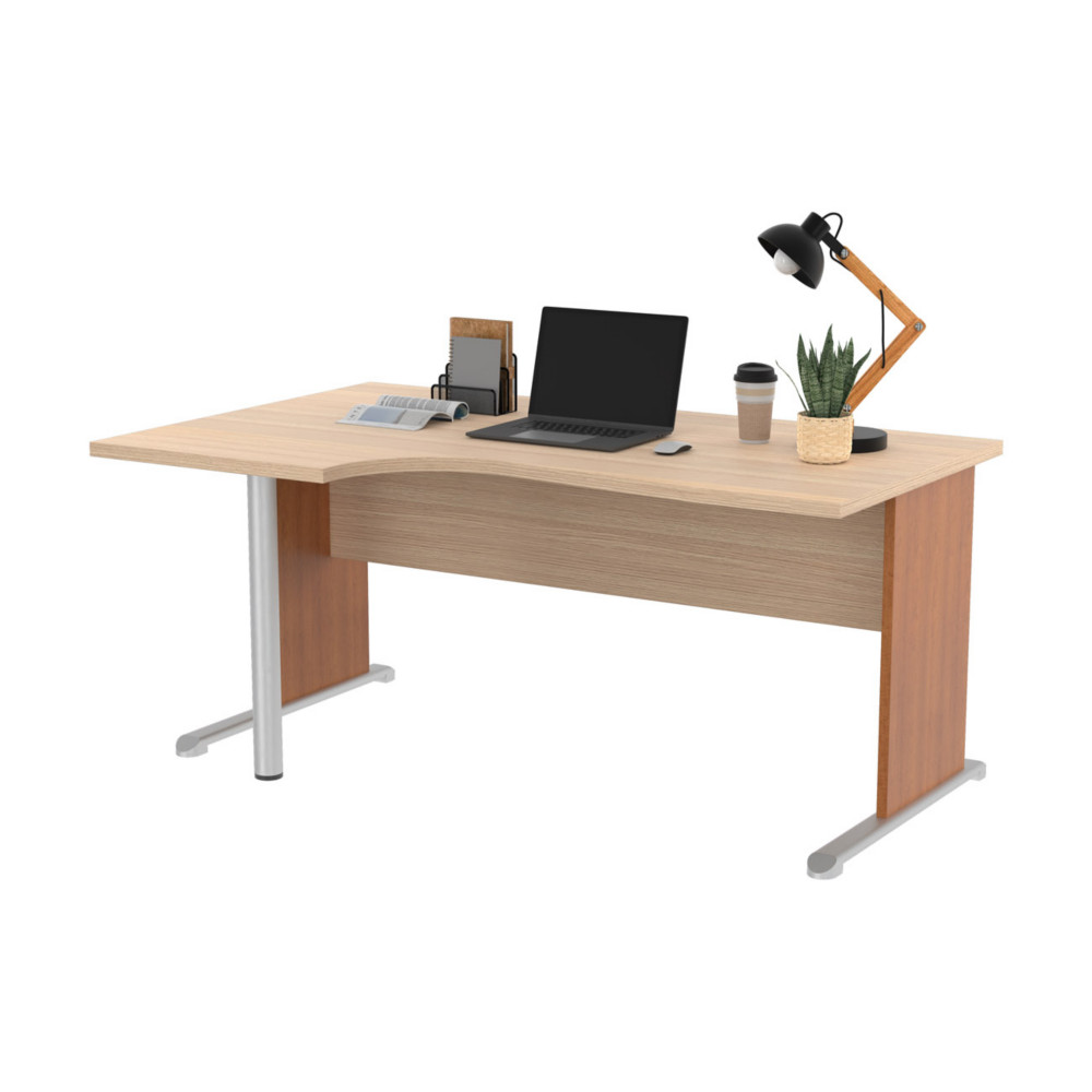 Bureau d'angle compact retour  gauche Pronto Bois - L.160 x P.100 cm - Plateau Chne - Pieds L Aulne