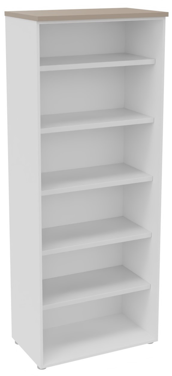 Bibliotheque+haute+sans+porte+L.80+x+P.48+x+H.201+cm+-+Corps+Blanc+-+Top+Argile