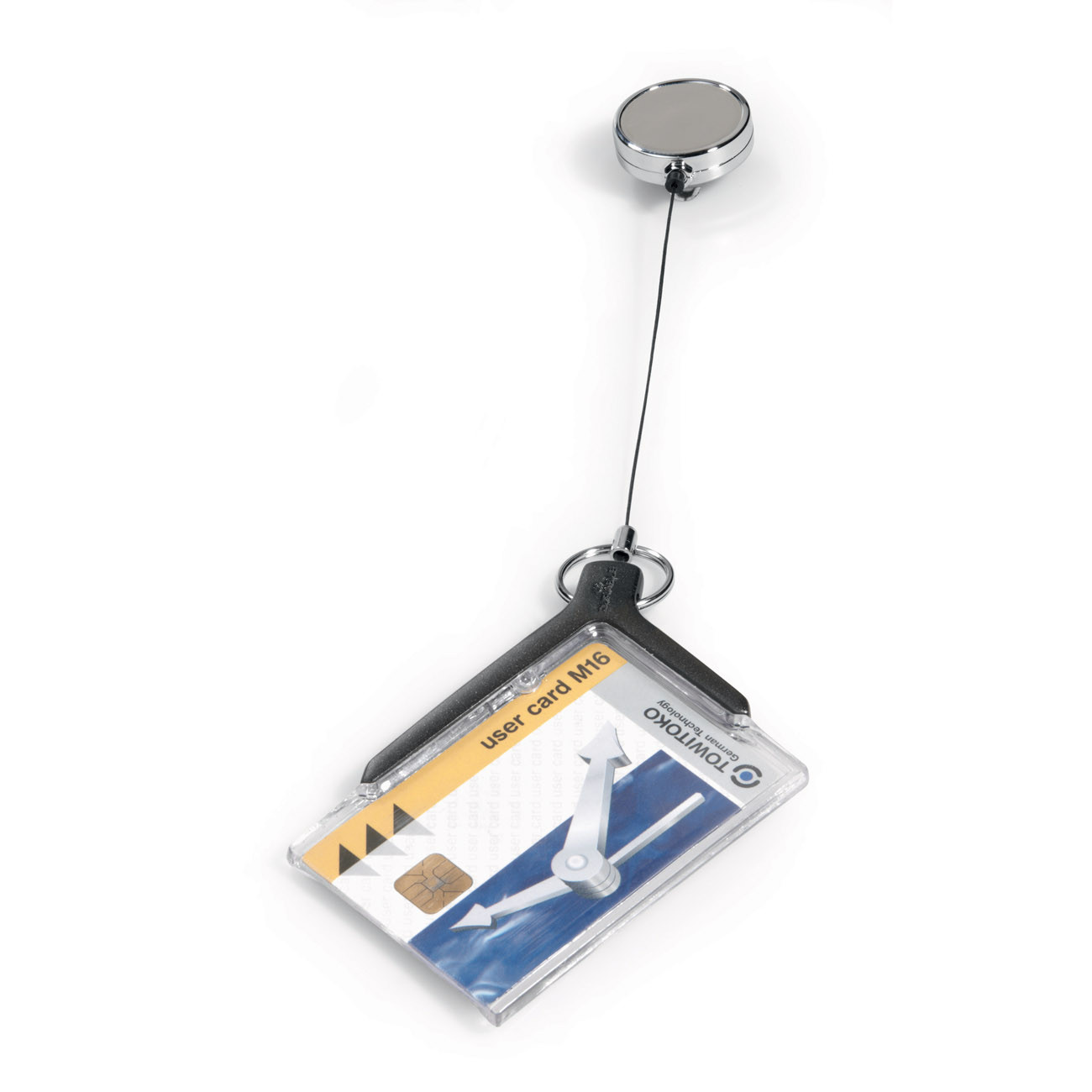 DURABLE Porte-Badge d'accès de sécurité DE LUXE Transparent avec enrouleur - Pour 1 carte  54 x 87 mm - Boîte de 10