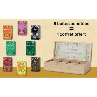Pukka Coffret bambou Kit Découverte Lipton - 8 boites différentes d'infusions Pukka - Coffret en bois offert