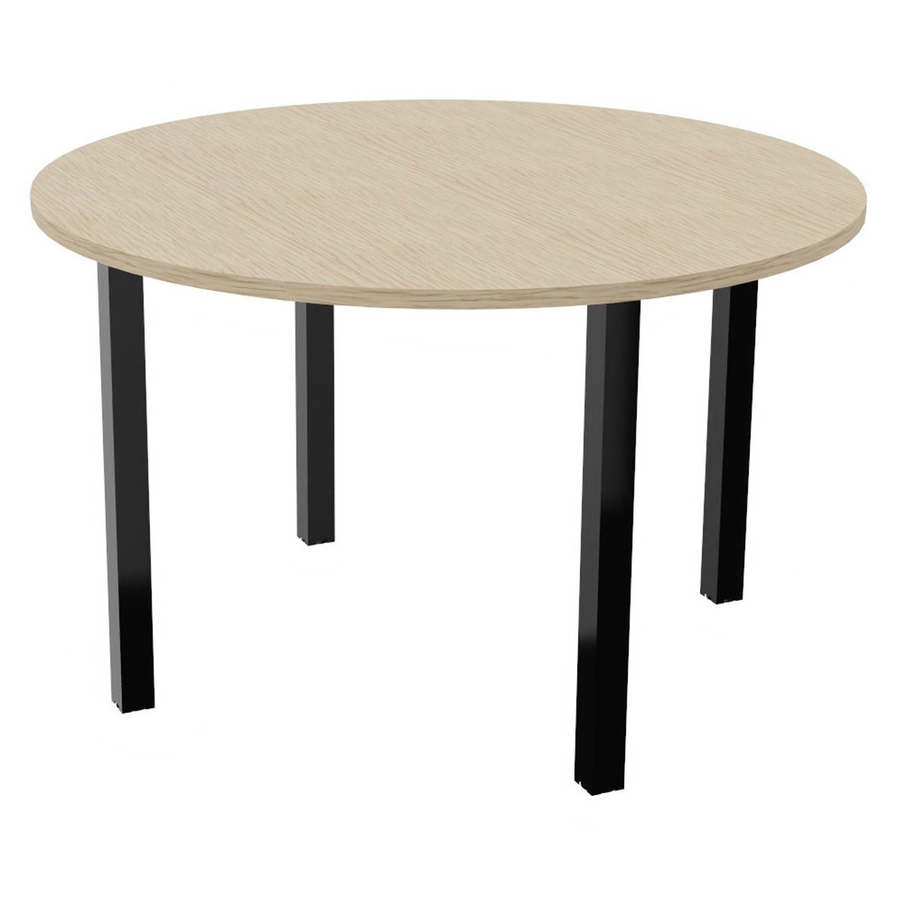 Table ronde 120 cm - 4 pieds métal Noir - Plateau Chêne