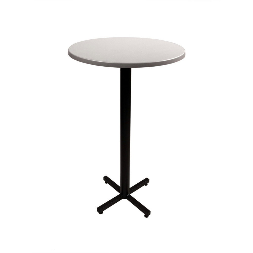 Table mange-debout Coffee ronde .70 x H.115 cm - Plateau Gris  Pied central Noir