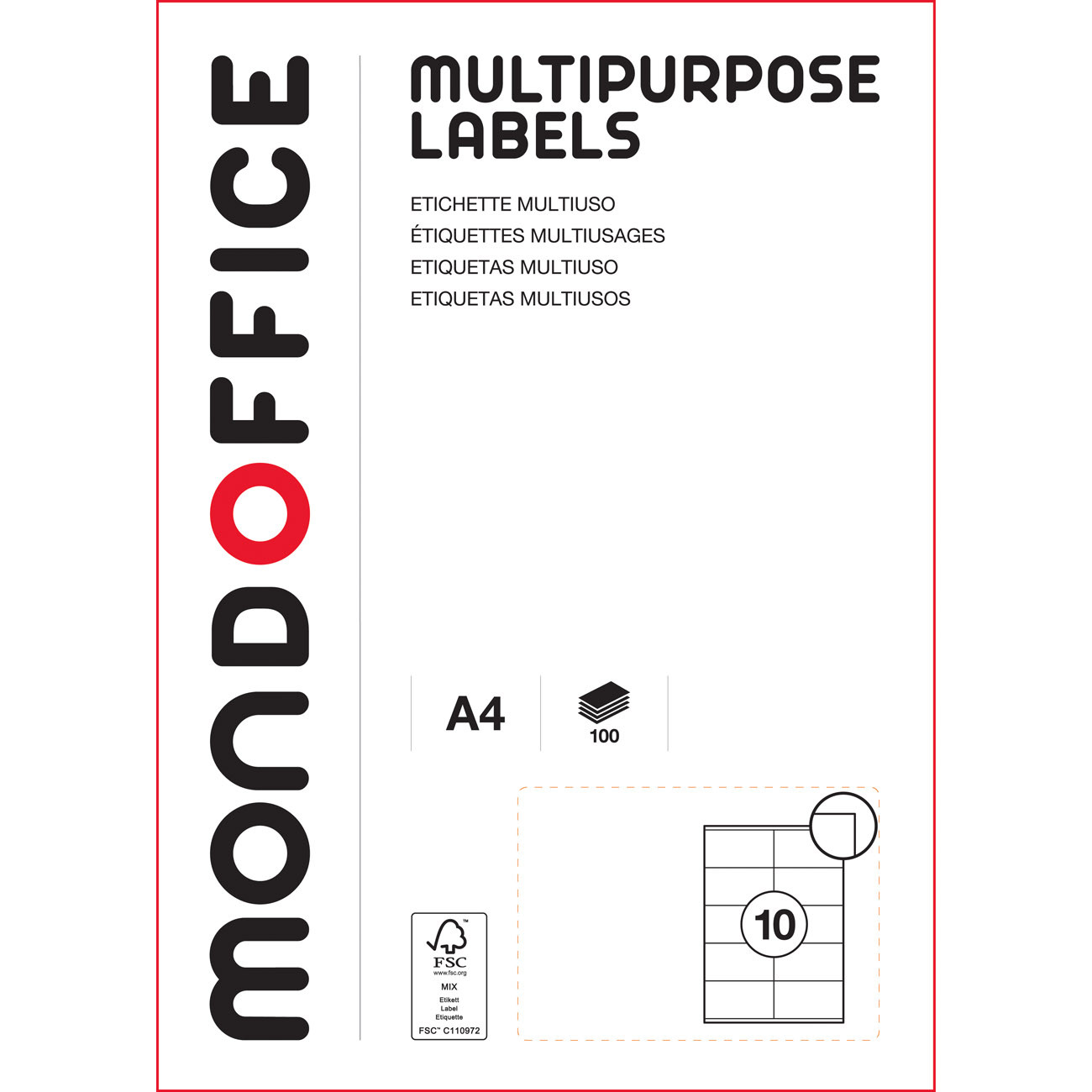 MONDOFFICE Etiquettes blanches multi-usages 105 x 57 mm - Bords carrés - Boite de 1000