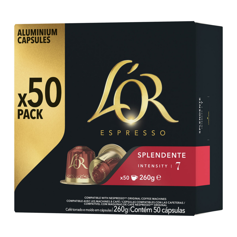 L'OR Espresso Caf Splendente - intensit 7 - Bote de 50 capsules