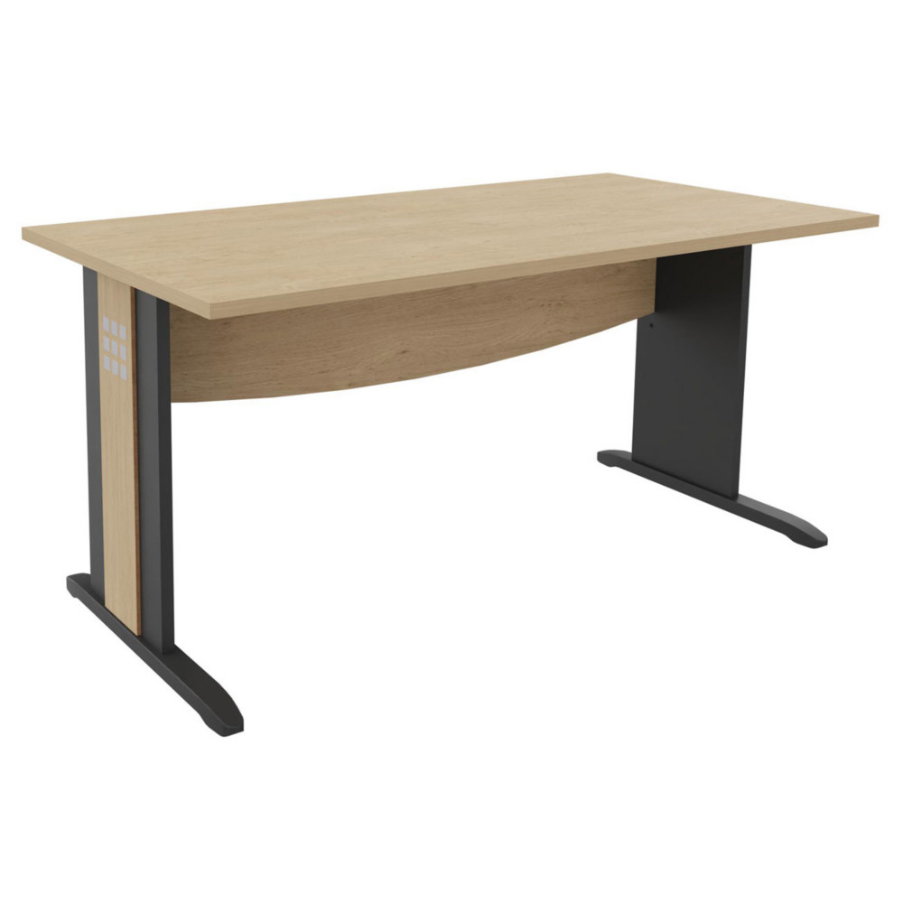Bureau droit Axiome - L.140 x P.80 cm - Plateau Chne - Pieds L Anthracite