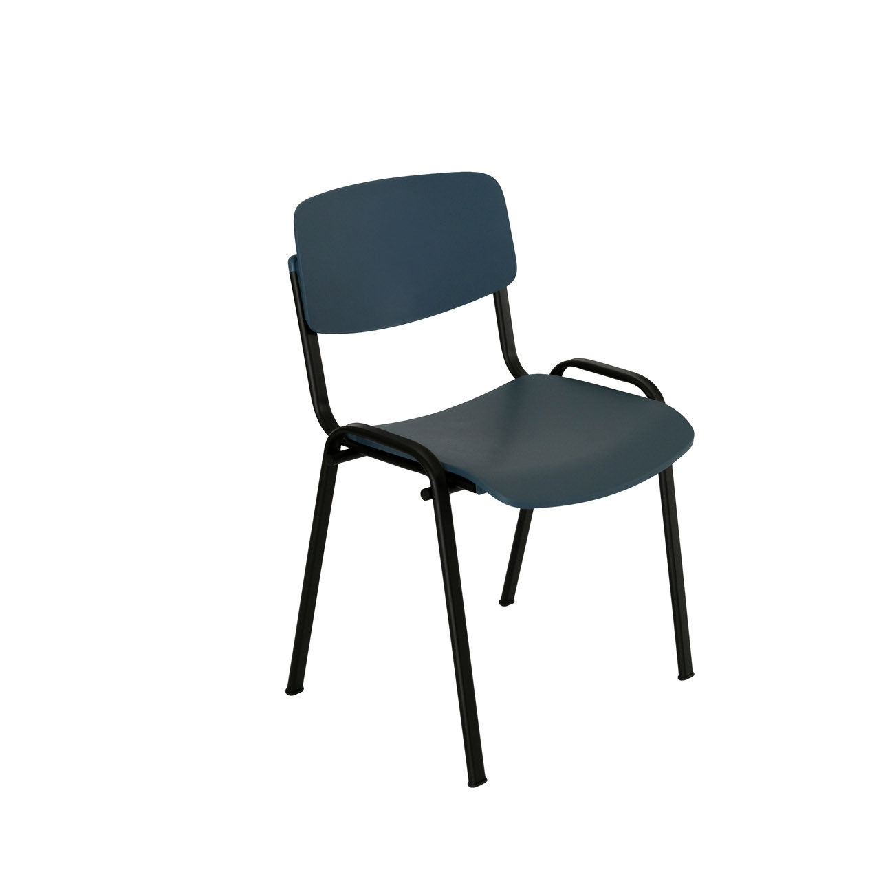 Chaise de réunion Swan piètement noir - Assise et dossier Bleu