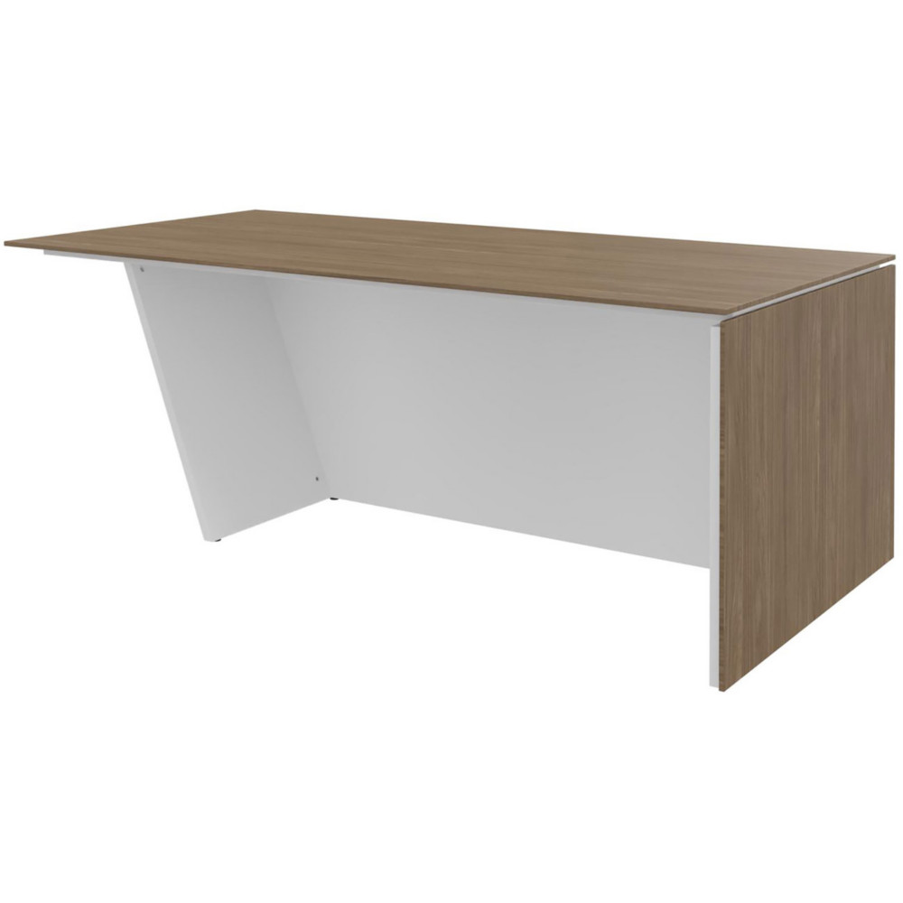 Bureau de direction pied vertical  droite Rha - L. 200 x P. 100 x H. 741 cm - Plateau Noyer - Pieds Blanc