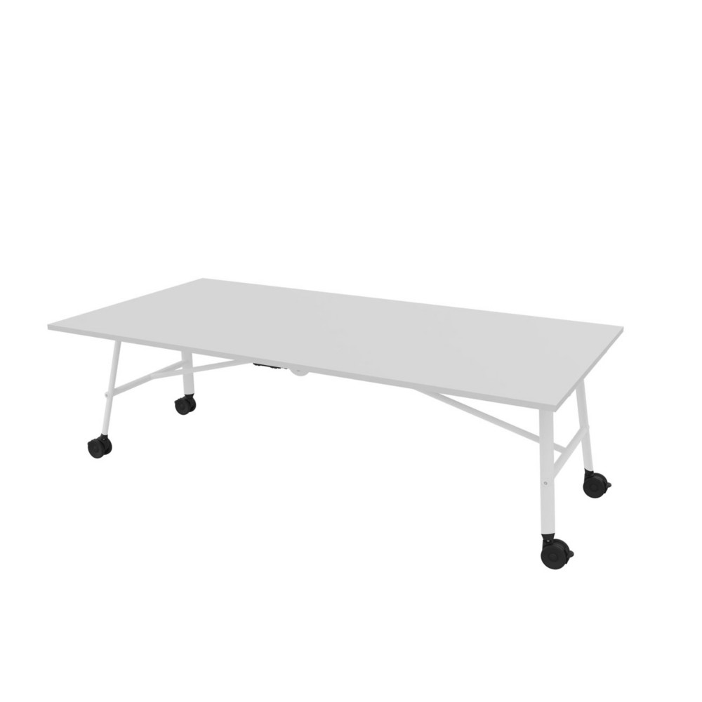 Table mobile plateau rabattable Serenity 240 x 120 cm Gris  Pied Blanc