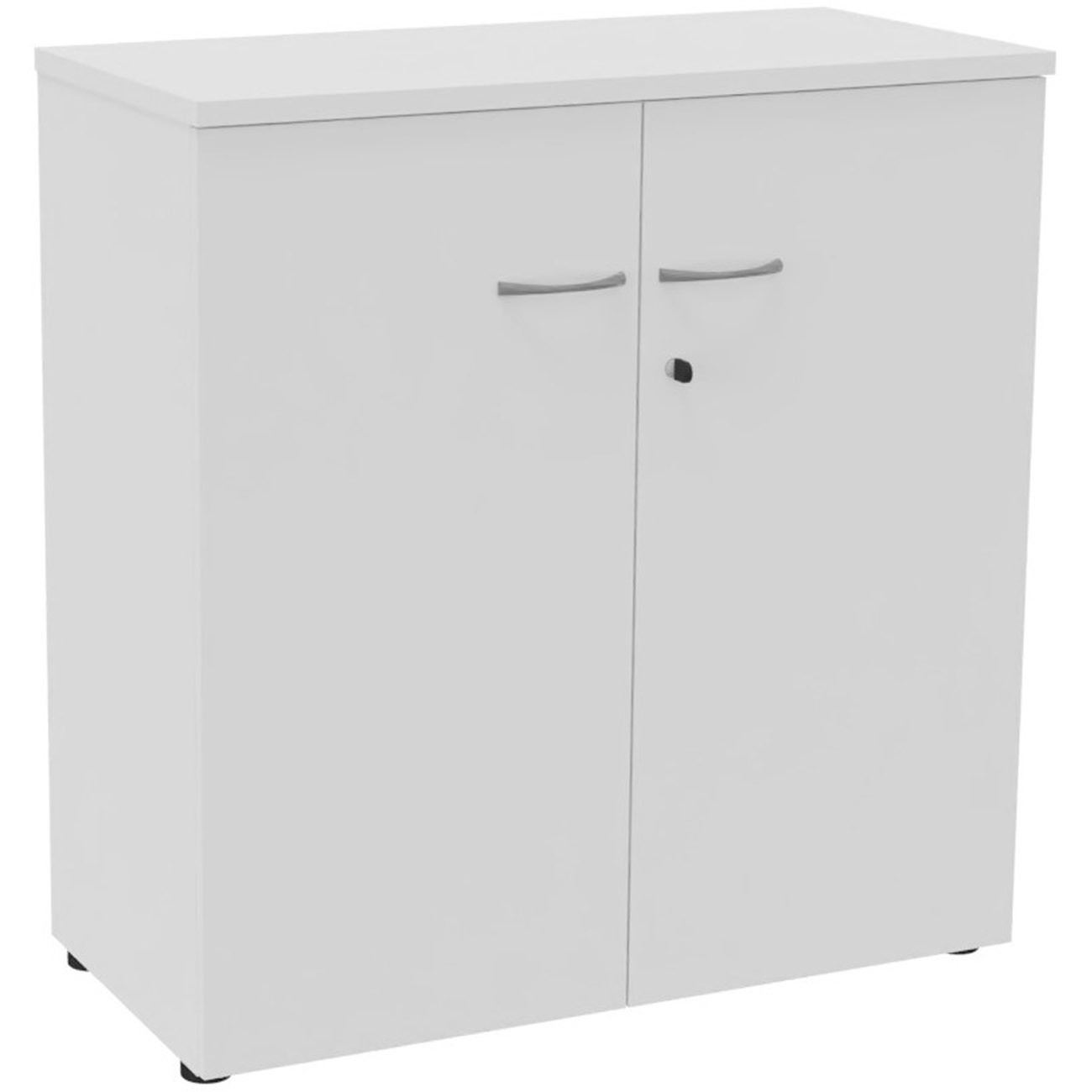 Armoire mi-hauteur portes battantes L.100 x P.48 x H.104 cm - Corps Blanc - Top Blanc