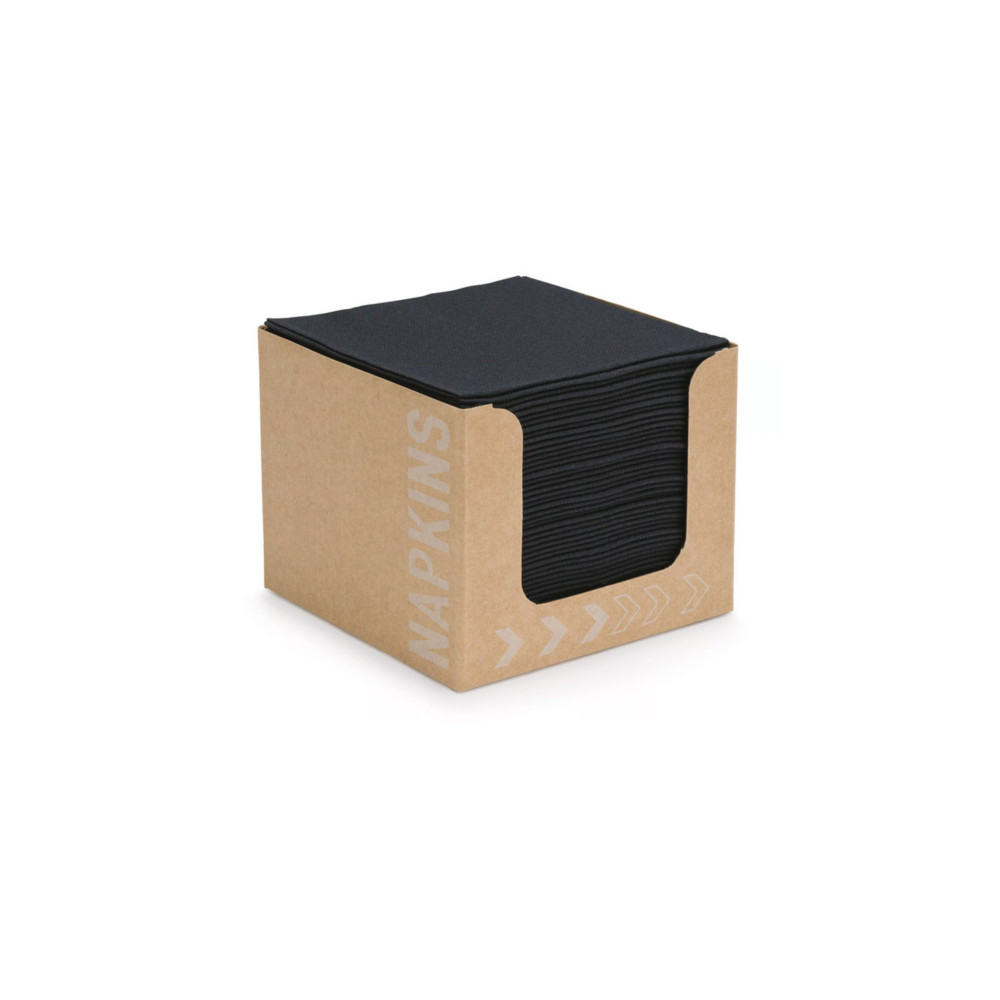 Duni Serviettes en papier noir 20 x 20 cm - Bote distributrice de 50 serviettes
