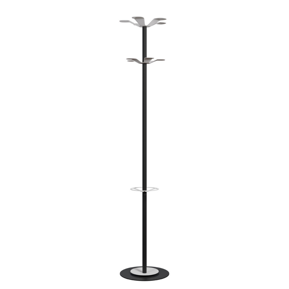 Paperflow portemanteau Marise 10 patres avec porte-parapluie - Noir / Blanc