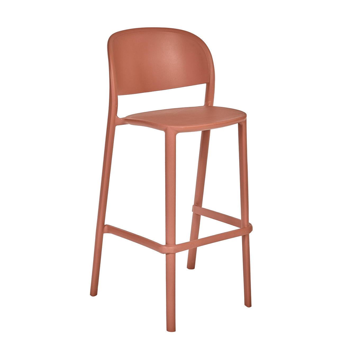Tabouret haut d'extérieur Lucia en polypropylène recyclable - Terracotta