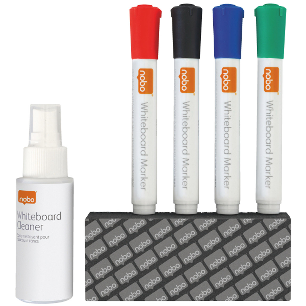 Nobo Kit de nettoyage pour tableau blanc - 50ml + 4 marqueurs assortis